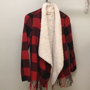Hollister Plaid Sherpa Cardigan